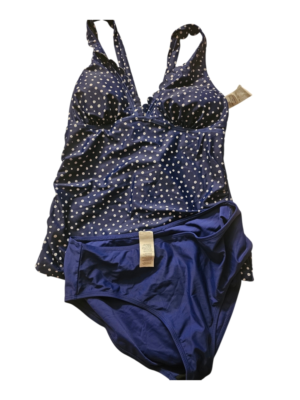 Cupshe Navy Blue Polka Dot Tankini Set